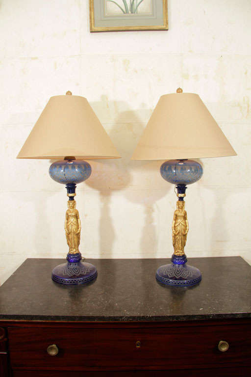 Pair of Napoleon III Neo-Egyptian Lamps 5
